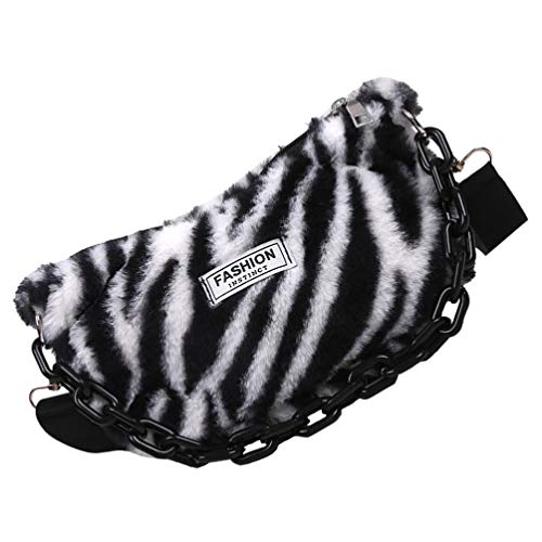 KESYOO Bolsa de Ombro de Pelúcia Impressão Zebra Stripe Feminina Moda Nas Axilas Bolsa Crossbody Bol