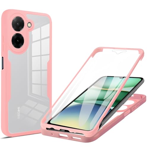 Ephoou for Xiaomi Redmi A5 4G 171mm/ Poco C71 Clear Case with Screen Protector, Dual Layer Full Body Shockproof Dustproof All-Inclusive Cover Case for Redmi A5 4G QB-Pink