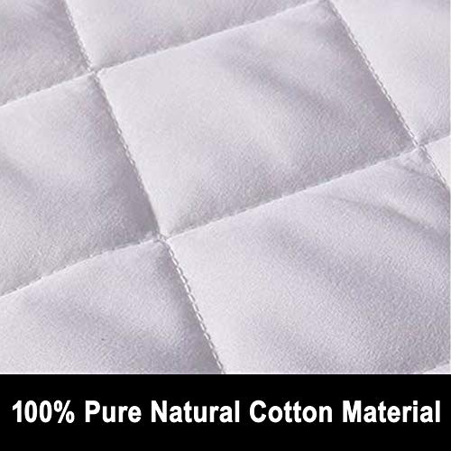 100% Waterproof Quilted Mattress Protector Pad 40cm Extra Deep Anti Allergy & Breathable Moisture Quilted Mattress Protector Fitted Cover Quilted Topper fitted sheet Elasticated Skirts (Single) White