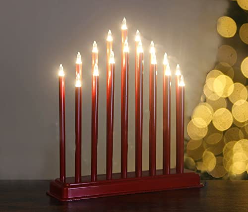 EliteKoopers 1Pcs Red Christmas 17 Pipe Candle Bridge Light Up For Xmas Decoration Arch Window Ornament