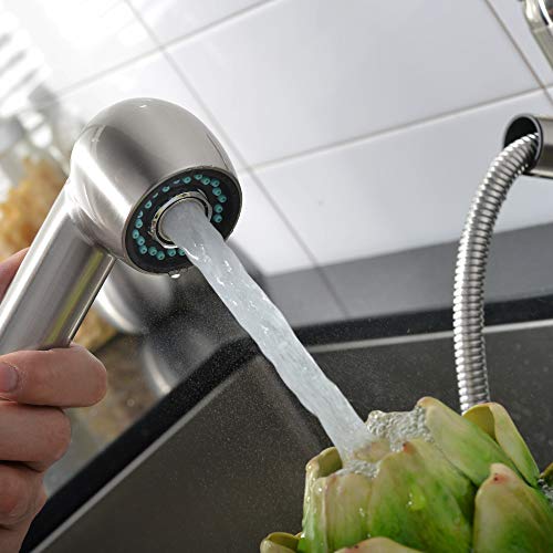 Comllen Commercial Brushed Nickel Stainless Steel Small Single Handle Rv Pull Out Kitchen Sink Faucet, Single Lever Pull Down Prep Kitchen Faucets With Sprayer Bar Facuet #TOP3