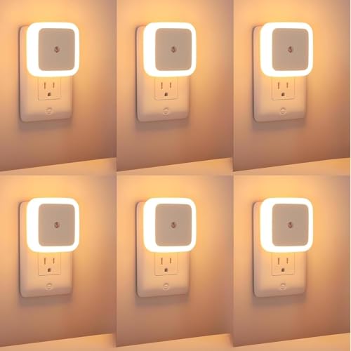 Image of Night Lamp Sensor Light for Bedroom Bed Side Home | Smart Automatic ON /Off Dim LED Lights | Energy Saving 0.5W Lamp | Long Life for Hallway, Stairs, Kitchen, Bathroom (6PC Warm)
