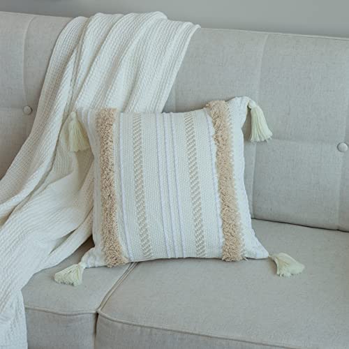 Blue Page SQ1029-CREAM-42X42 Boho Throw Pillow Covers 18X18 Neutral Tufted Decorative Pillows Cover thumb #1