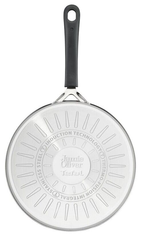 Tefal Jamie Oliver Home Cook Sauteuse en aluminium avec revêtement anti-adhésif, signal thermique, passe au lave-vaisselle, avec couvercle en verre, bleu/gris, 24 cm, 3,5 l