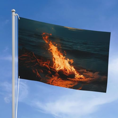 Drapeau double face Fire by the Sea sans transparence pour déco extérieure - 2