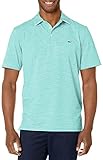 vineyard vines Men’s Heathered Winstead Stripe Sankaty Performance Polo Shirt, Heathered Antigua, Medium