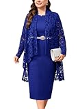 TIARALY Plus Size Formal Dress Suit 2 Pcs Mother of The Bride Groom Dresses Set with Lace Jacket Elegant...