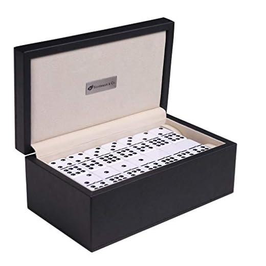 Silverman & Co. Double 9 Large White Domino Set - Black Case