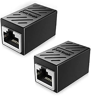 Ethernet Extender RJ45 Female Adapter cat7 cat6 cat 6a 5e network cables extension coupler joiner link 1m 20m any cable speed internet to router wifi USB switch socket LAN powerline connector [2 Pack]