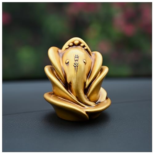 Image of Artarium Rose Shape Ganesh Ji Idol Ganesha Ji Murti Ganesha Statue for Car Dashboard Figurine Decoration & Pooja Gifting Purpose Sculpture House Warming Statue (Rose Ganesh Antique 3 Inch)