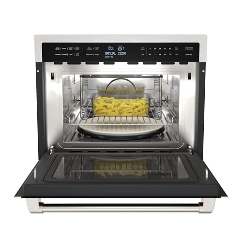 Image of KoolMore Reserve Built-in Microwave Convection Oven with Air Fry, 3-in-1 Combo, Sensor Cook, Soft-Close Door, Stainless Steel, 24 in. / 1.6 cu. ft. with NEMA 5-20P Plug in Black