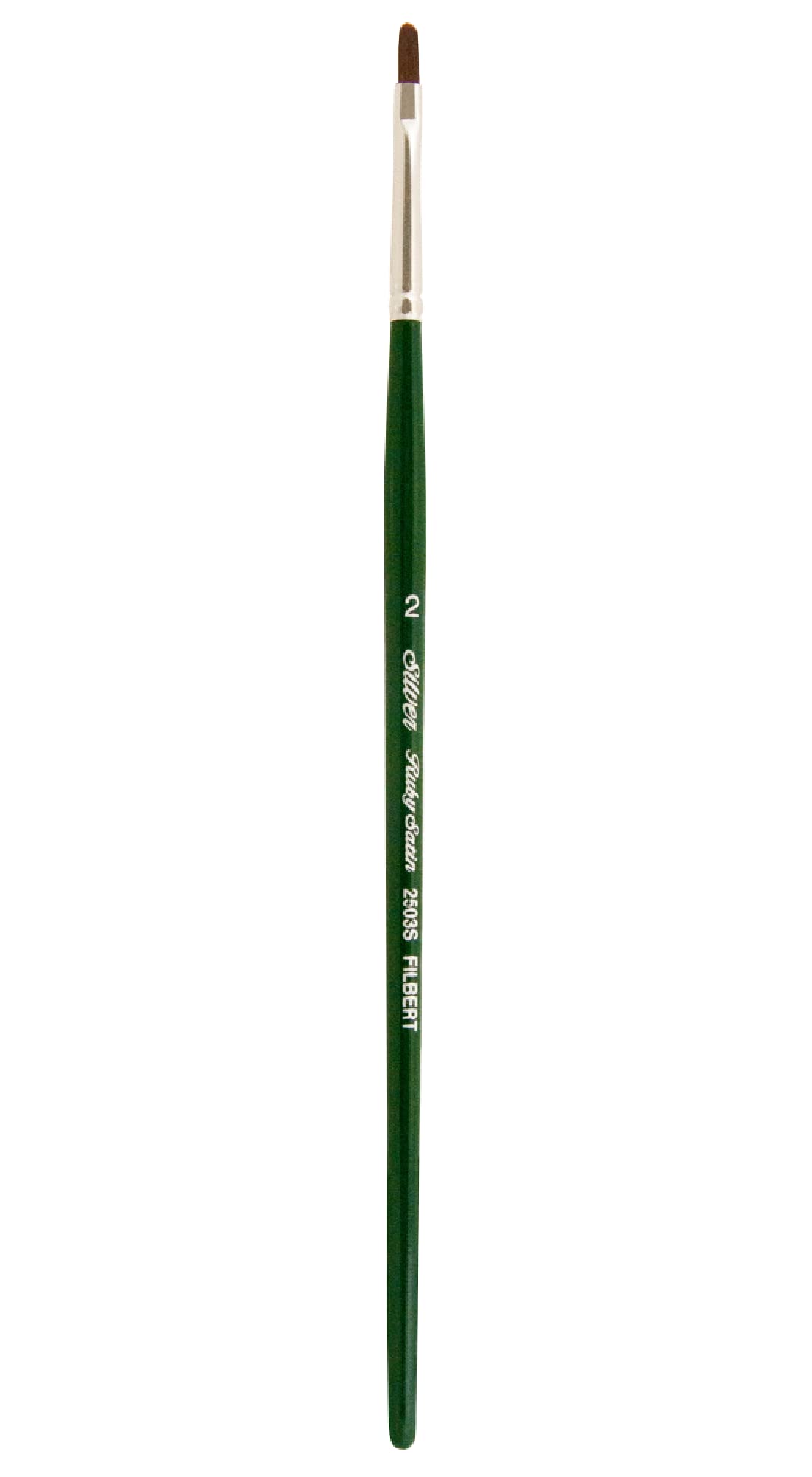 Silver Brush Argent Brosse série 2503s Ruby Filbert Pinceau avec Manche Court en Satin, Rigide filaments synthétiques, Vert Chasseur, Taille 2