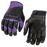 Xelement XG80208 Women's Black and Purple Mesh Cool Rider Motorcycle Gloves - X-Large