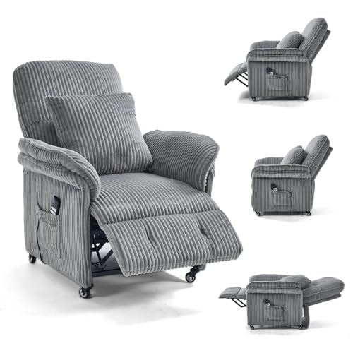 Asukale 2 Motoren Elektrischer Relaxsessel, Fernsehsessel mit Liegefunktion, TV Sessel Wohnzimmer mit Rollen, Verstellbarer Rückenlehne & Fußstütze, 2 Seitentaschen, Cord Couch, Hellgrau Asukale 2 Motoren Elektrischer Relaxsessel, Fernsehsessel mit Liegefunktion, TV Sessel Wohnzimmer mit Rollen, Verstellbarer Rückenlehne & Fußstütze, 2 Seitentaschen, Cord Couch, Hellgrau