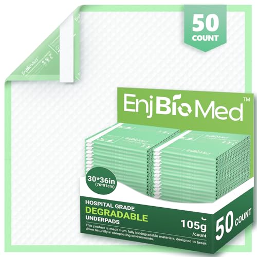 Image of Eco-Friendly Super Absorbent Thicken Disposable Underpads, (30 inch x 36 inch | 50 Pack), Biodegradable, Adhesive Strips, Leakproof Quick-Dry Incontinence Pee Pads, Chux Pads for Adults, Kids, Pets