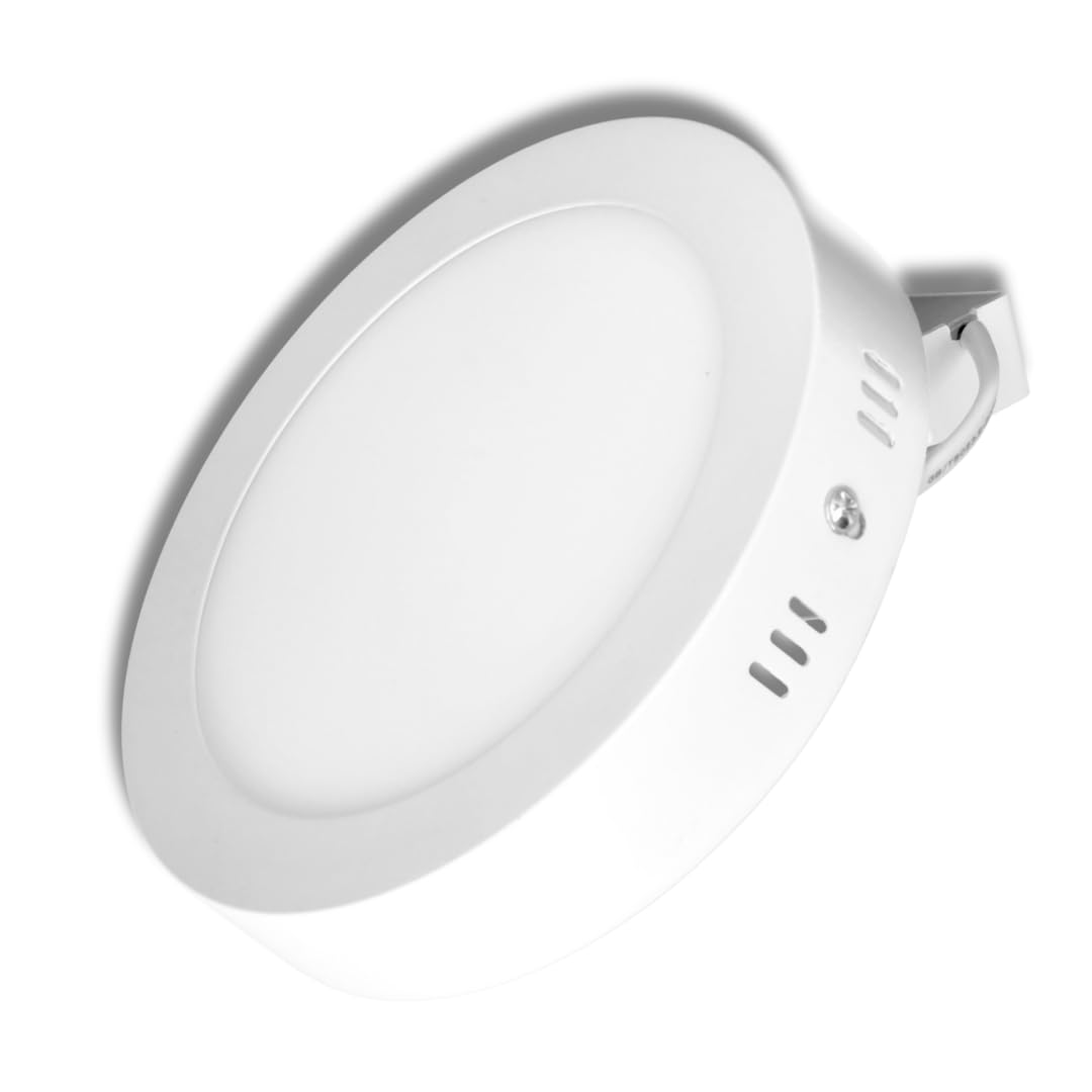 JANDEI - 2 x Downlights LED 18W, de Surface, Ronde (équivalent à 140W), Jante Blanche Mate en Aluminium (Blanc Froid 6000K). Parfait pour les Salons, Cuisines, Couloirs, Bureaux.