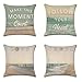 Poszewki na poduszki 65 x 65 cm, zestaw 4 dekoracyjnych poszewek na poduszki nadmorskie, lniane, kwadratowe, dwustronne, z niewidocznym zamkiem błyskawicznym, na sofę, kanapę, do sypialni, wewnątrz, na zewnątrz, dekoracja