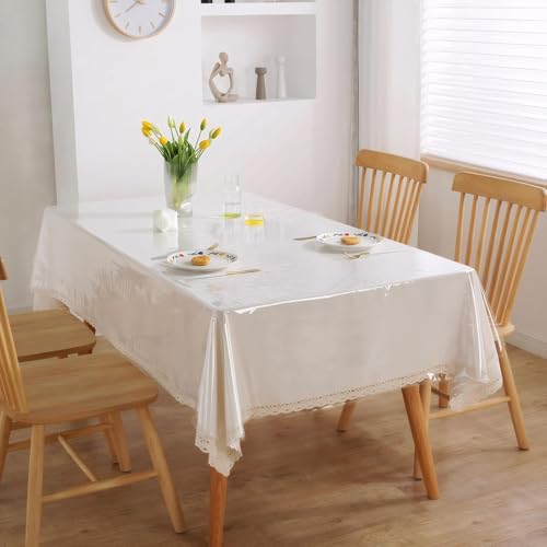 Tayuvira Clear Plastic Table Cover Protector Waterproof Tablecloth 55"x70"