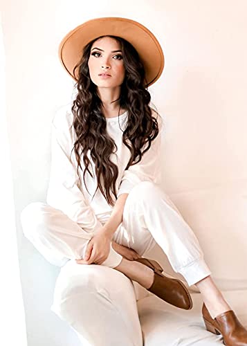 Prettygarden Women's 2023 Fall Fashion Outfits 2 Piece Sweatsuit Solid Color Long Sleeve Pullover Long Pants (Off-White,Small) #TOP2