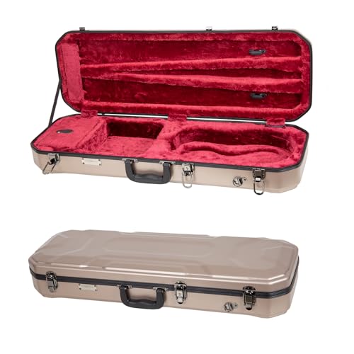 Image of Crossrock Oblong Case fits 4 /4 Full-Size Violin, Includes Interior Compartment, 2 Bow Holders, Security Lock, and Detachable Straps-Champagne (CRA860VFCH-R)