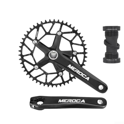 Oniissy Kurbelgarnitur aus Aluminiumlegierung, 170 mm, 130 BCD mit rundem Kettenblatt, 50–58 Zähne, schmale, breite Zähne und Tretlager für Komponenten, kompatibel mit 24 mm (50 T)