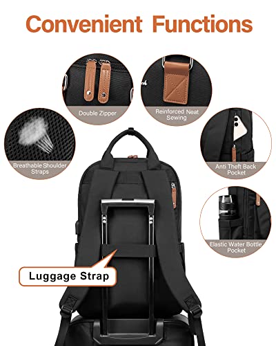 LOVEVOOK-Laptop-Backpack-for-WomenVintage-Work-Business-Travel-Backpack-with-USB-Charging-PortTeacher-Doctor-Nurse-Computer-Bag-PurseCollege-High-School-Backpack-Bookbag17-Inch-Black-Brown