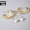 YANCHUN Chunky Silver Bangles Stackable Bracelets for Women Non Tarnish Gold Pearl Bracelet Stack Trendy Jewelry Gifts #5