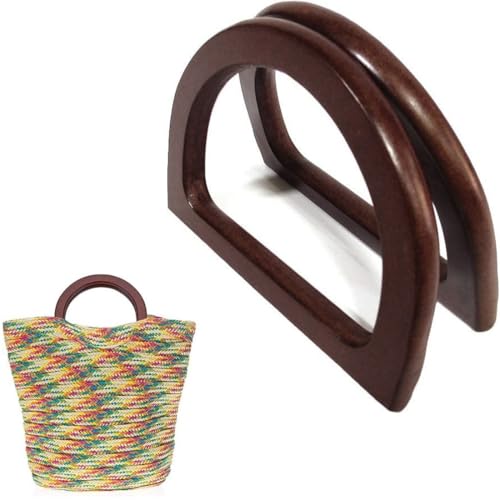 Asas para Bolsos, 2 Pcs Asa de Bolso de Mano Asa de Bolsa de Repuesto en Forma de D, Asas de Madera para Bolso de Mano, Accesorios de Repuest