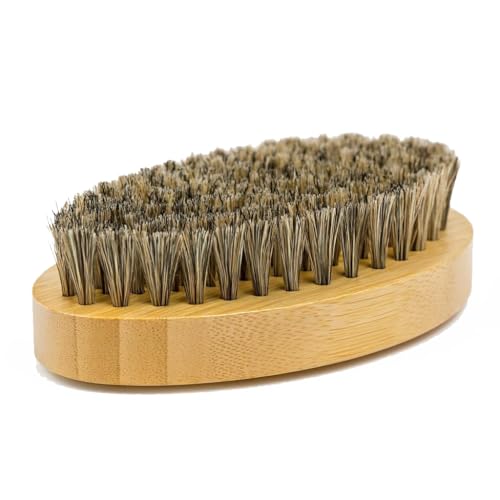 Beard Brush for Men - Natural Boar Bristle, Wood Handle, Military Pocket Mustache Grooming Comb