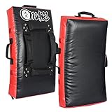 MACS Curved Kick Shield Thai pad for Training Martial Arts Punches and Kicks Blocking Surface, Strike Body Sports Shield 28'x15' - 1 Piece (Red/Blk 24x13'')