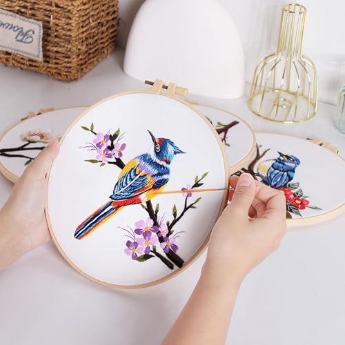 GLTAYLMY 3 Sets Embroidery Kit for Beginners Needlepoint Cross Stitch Kits for Adults,Stitch Learning DIY Kit with Easy Instruction,Stamped Bird Embroidery Patterns,Hoop,Threads,Sewing Hobby by GLTAYLMY - Image 5