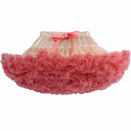 JOEupin Girls Tutu Skirts Layered Tulle Princess Dresses Princess Ballet Dance Pettiskirts Underskirt (Champagne&Rose,L)