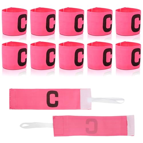 Cyrank Brazalete de capitán de fútbol, ​​10 Uds., Brazalete elástico de capitán de fútbol, ​​Bandas Ajustables de Nailon para Jugadores de Baloncesto para jóvenes Adultos(Rosa)