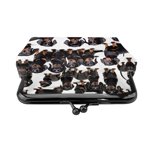 Dachshund Weiner Pet Dog print Women's leather kiss lock coin wallet Portable wallet for office and travel2