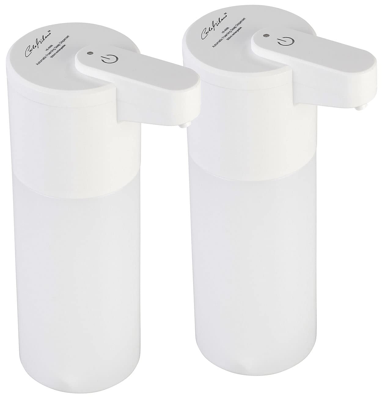Carlo Milano Seifenspender Batterie: 2er Set Autom. Akku-Schaum-Seifenspender, IR-Sensor, 5 Stufen, 500 ml (Schaumseifenspender, Bad, Seife)
