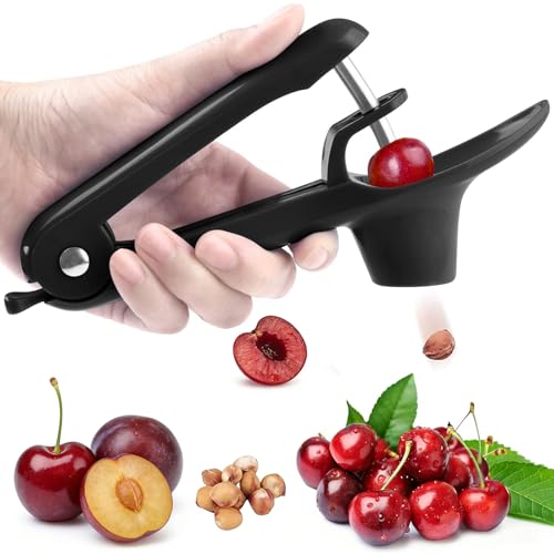 Cherry Pitter and Olive Pitter Tool Cherry Stoner Remove for Cherries Olives and Dates Manual Cherry Pip Removal Device (Black)