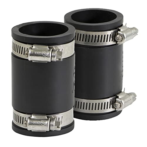 Image of Supply Giant 6I46x2 Flexible Pvc Coupling with Stainless Steel Clamps 1-1 /2 inch Black (pack of 2)