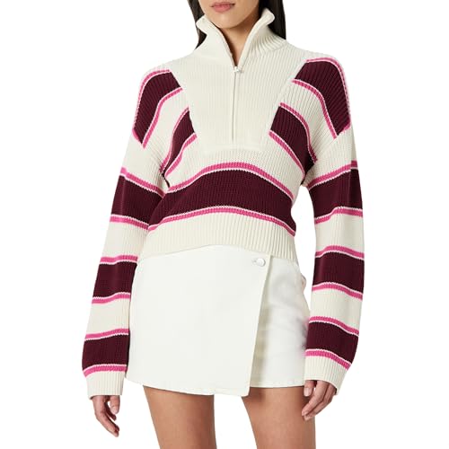 The Drop Women's Russel Stripe Half Zip Sweater