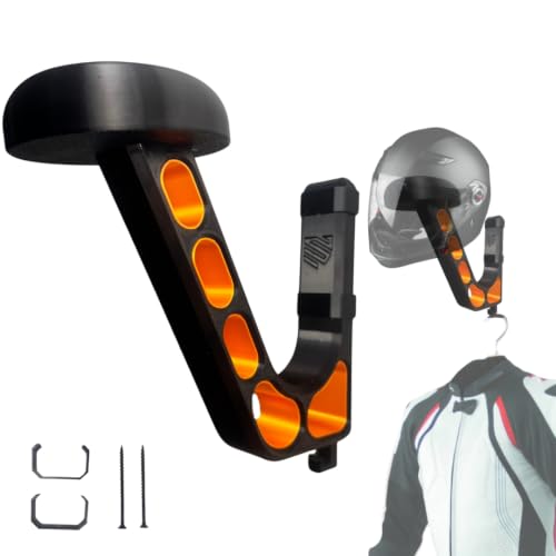 Wall Mounted Helmet Holder – Heavy Duty Motorcycle Helmet Hanger Rack for Garage Storage | Helmet Wall Mount for Motorcycle, Bicycle, Football & VR Headset | 3D Printed PETG Helmet Hook Atomic Orange