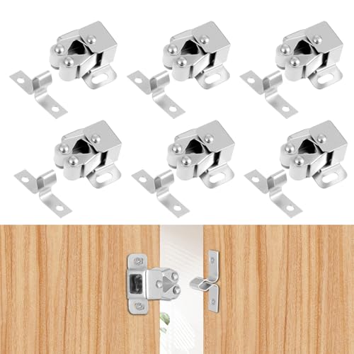 BOHUIZ 6 pezzi Pinze per mobili, doppio rullo con viti, chiusura a scatto per porta armadio, porta armadio, porta latch cattura, chiusura a scatto