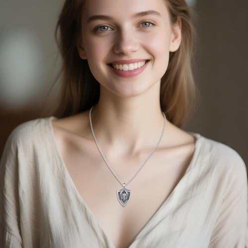 St Michael/Virgin Mary Necklace 925 Sterling Silver Amulet Coin Pendant Jewelry for Men Women3