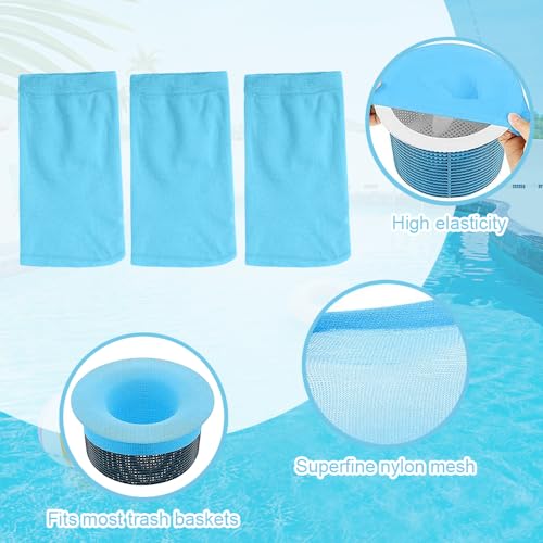 mizikuu 30 Stück Pool Skimmer Socken, Skimmerkorb Netz Nylon Filtersocken Pool Skimmer Socks Wiederverwendbar Schwimmbad Skimmersocke für Oberflächenskimmer Entfernt Blätter und Schmutz, Blau