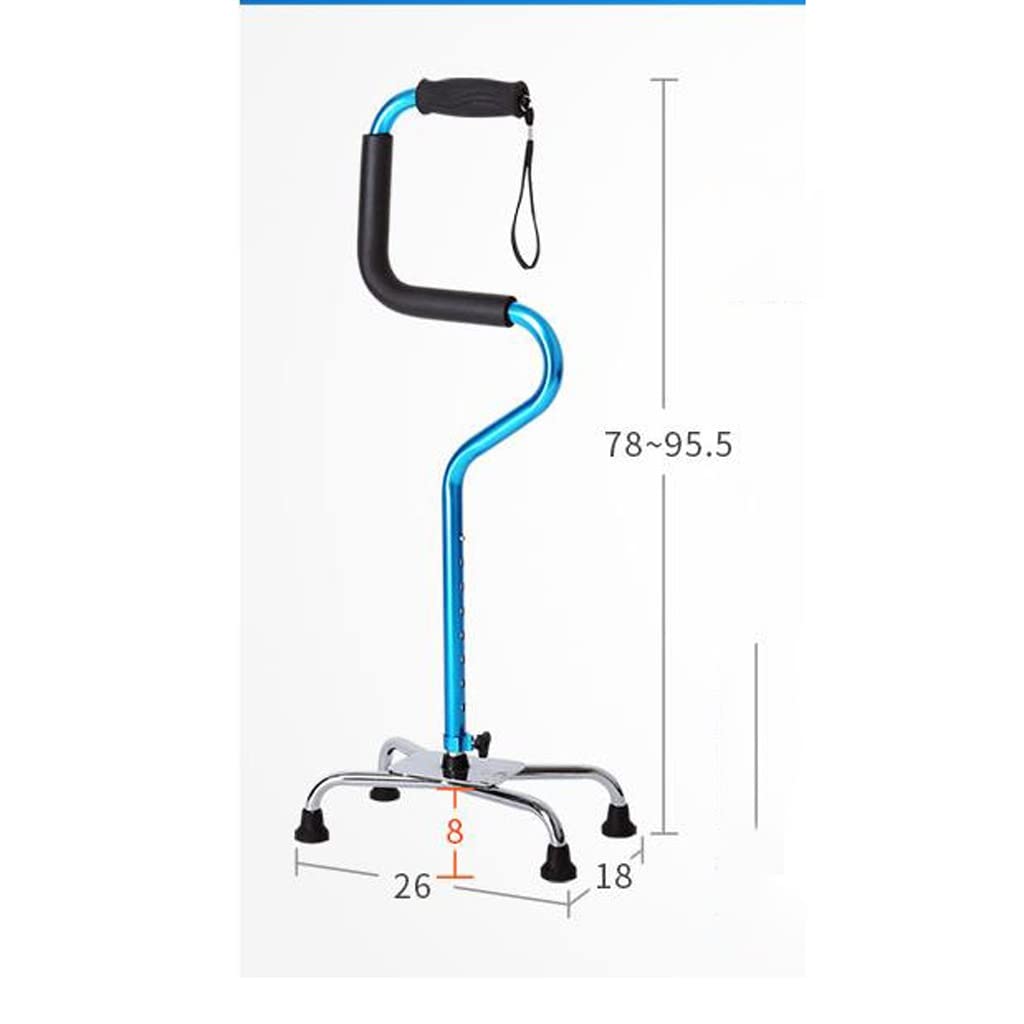GCX- Muletas Las personas mayores pueden ayudar a levantarse Muletas de cuatro patas Aleación de aluminio Altura ajustable Muletas for ancianos Ocho bastones antideslizantes Firma ( Color : Silver )