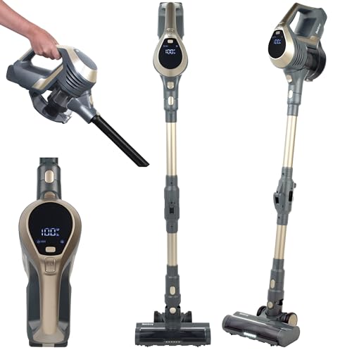 Beldray BEL01727TT Titanium Smartflex Cordless Vacuum Cleaner – Multi-Cyclonic 1L Stick Vac, Flexi-Hinge, LED Digital Display, Battery Level Indicator, Smart Blockage Sensor, Spare Filter Included