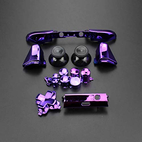 RB LB Bumper RT LT Trigger Buttons Mod Kit for Xbox One S Slim Controller Analog Stick Dpad Solid &Chorme (Chrome Purple)
