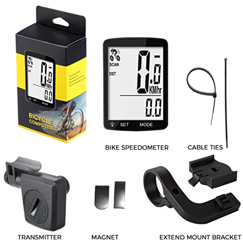 Wireless Bike Computer With Blue Lcd Backlight, Bike Speedometer 20 Multi-Functions Real Waterproof Cycling Odometer With 3'' Large Lcd Display For Road Bike Mountain Bike #TOP2