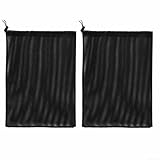 Yuanpgky Wasserfilter-Netzbeutel 60 x 60 cm für Teichbrunnenpumpen, 2 Stück, schwarzes Polyester-Kordelzug-Filterbarriere mit 2 mm feinem Netz für Schmutz und Blätter
