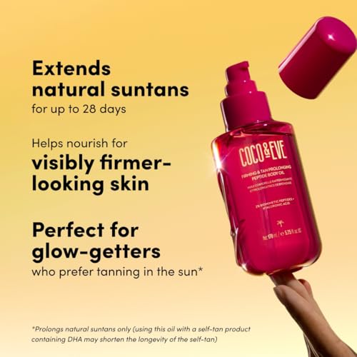 Coco & Eve Firming & Tan Prolonging Peptide Body Oil. Up to 28 Days Natural Tan Extender. After Sun Care with Tropical Oils, Vitamins C & E for Nourished, Glowy & Visibly Firmer Skin. (5.75 fl oz) - Image 5