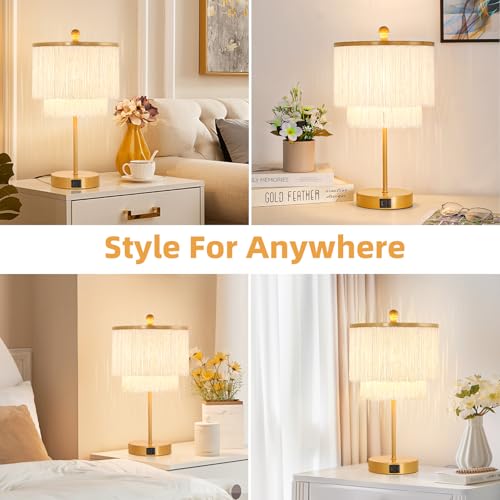 Lovlast Boho Fringe Lamps Set of 2 for Bedroom Living Room, Dimmable Lamps by Lovlast - Used condition - Image 5