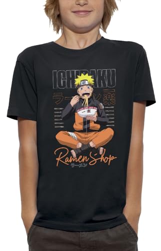 Naruto Camiseta Tienda Ramen - Producto Licencia Oficial Niño - Talla 12 años - Negro
